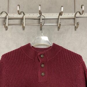 Oak Hill Sweater Men 2XLT Tall Maroon Henley Chunky Knit Fisherman Nordic DXL‎